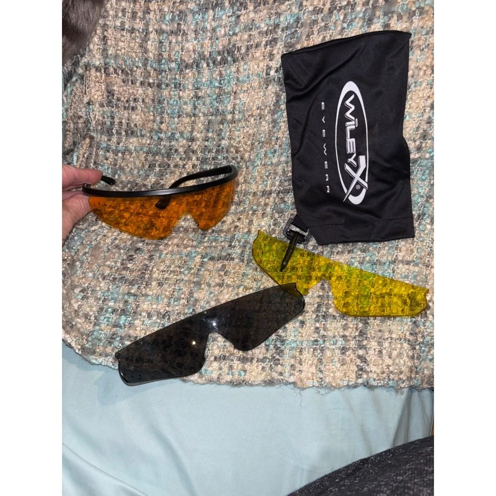 Wiley X Eyewear Multi Lens Sunglasses Set Black Frame Smoke Yellow Orange OMM69